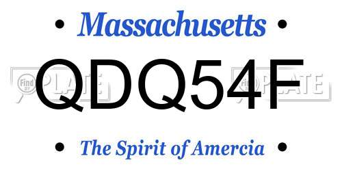 QDQ54F Massachusetts License Plate