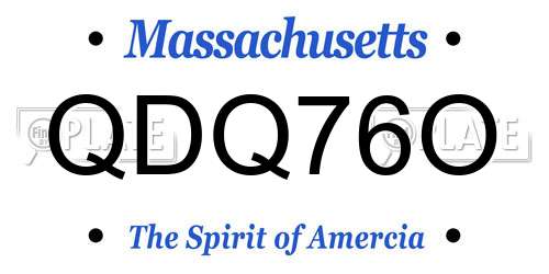 QDQ76O Massachusetts License Plate
