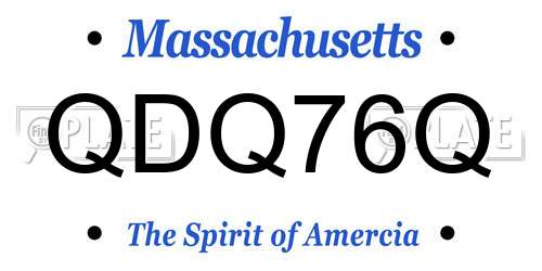 QDQ76Q Massachusetts License Plate
