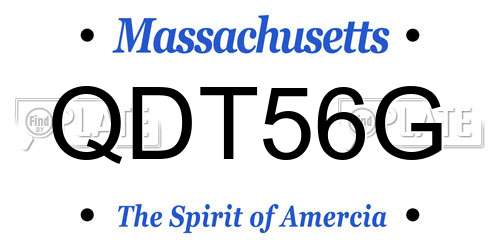 QDT56G Massachusetts License Plate