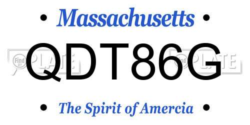 QDT86G Massachusetts License Plate
