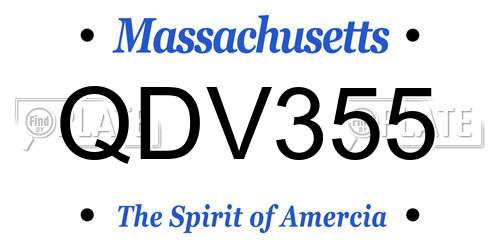QDV355 Massachusetts License Plate