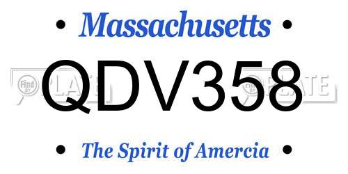 QDV358 Massachusetts License Plate