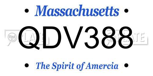QDV388 Massachusetts License Plate