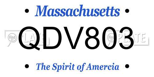 QDV803 Massachusetts License Plate