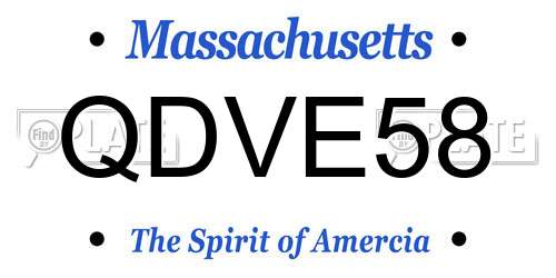 QDVE58 Massachusetts License Plate
