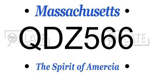 QDZ566 Massachusetts License Plate