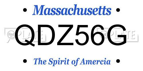QDZ56G Massachusetts License Plate