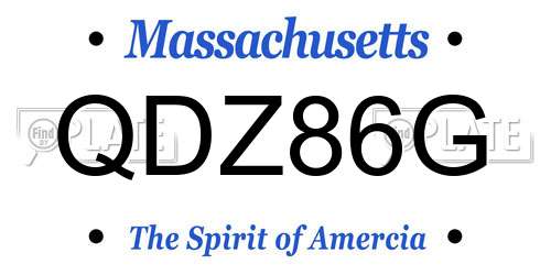 QDZ86G Massachusetts License Plate