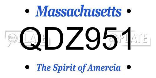 QDZ951 Massachusetts License Plate