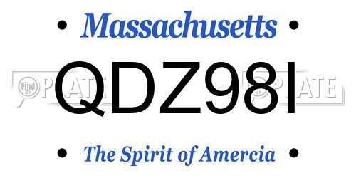 QDZ98I Massachusetts License Plate