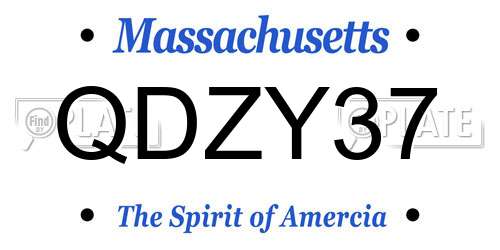 QDZY37 Massachusetts License Plate