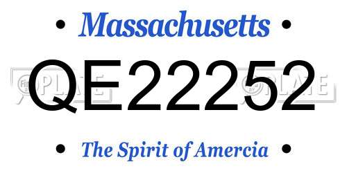 QE22252 Massachusetts License Plate