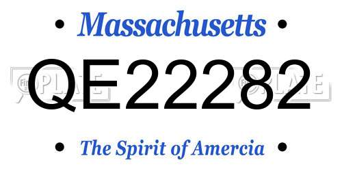 QE22282 Massachusetts License Plate