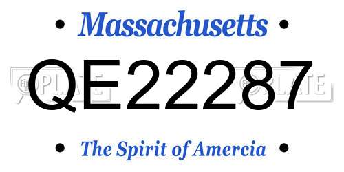 QE22287 Massachusetts License Plate