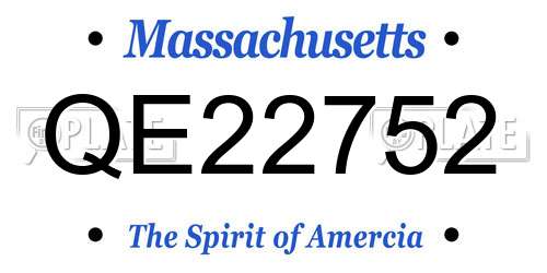 QE22752 Massachusetts License Plate