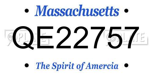 QE22757 Massachusetts License Plate