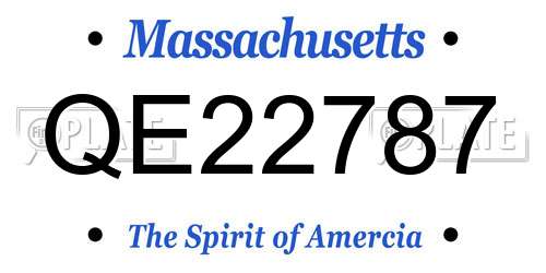 QE22787 Massachusetts License Plate