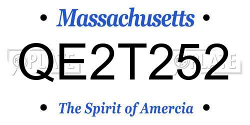 QE2T252 Massachusetts License Plate