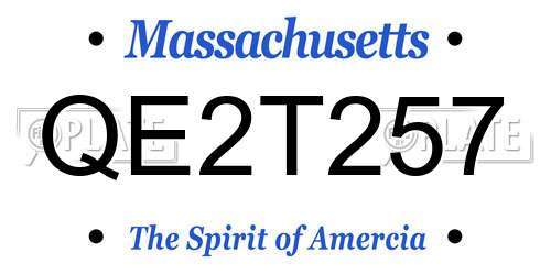 QE2T257 Massachusetts License Plate