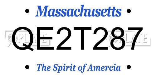 QE2T287 Massachusetts License Plate