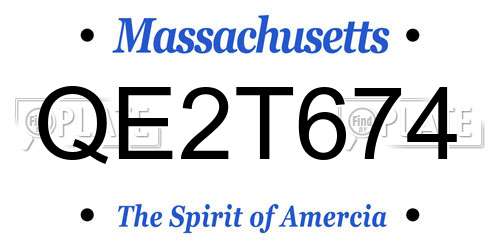 QE2T674 Massachusetts License Plate