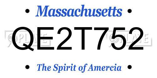 QE2T752 Massachusetts License Plate