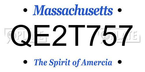QE2T757 Massachusetts License Plate