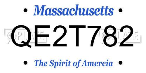 QE2T782 Massachusetts License Plate
