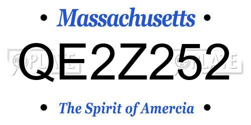 QE2Z252 Massachusetts License Plate