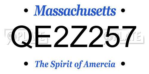 QE2Z257 Massachusetts License Plate