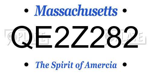 QE2Z282 Massachusetts License Plate