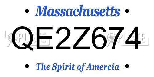 QE2Z674 Massachusetts License Plate