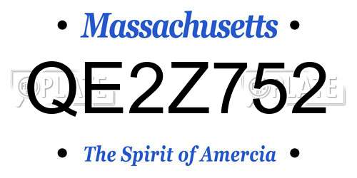 QE2Z752 Massachusetts License Plate