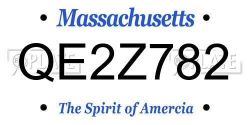 QE2Z782 Massachusetts License Plate