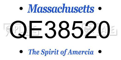 QE38520 Massachusetts License Plate