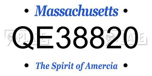 QE38820 Massachusetts License Plate