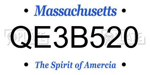 QE3B520 Massachusetts License Plate