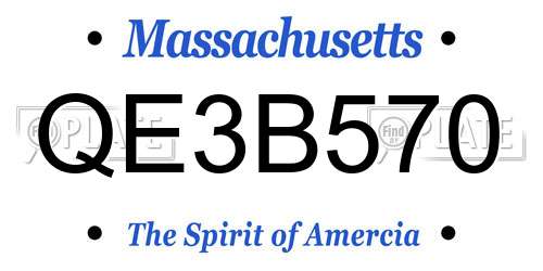 QE3B570 Massachusetts License Plate