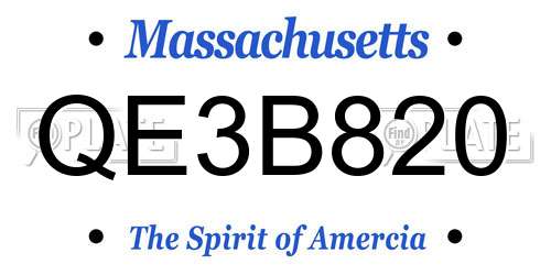 QE3B820 Massachusetts License Plate