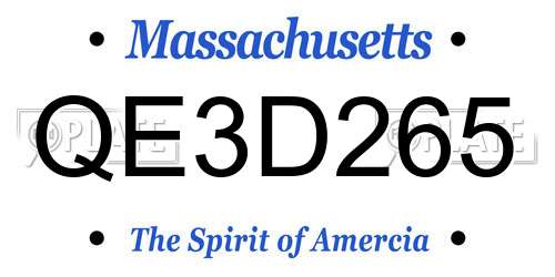 QE3D265 Massachusetts License Plate