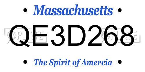 QE3D268 Massachusetts License Plate