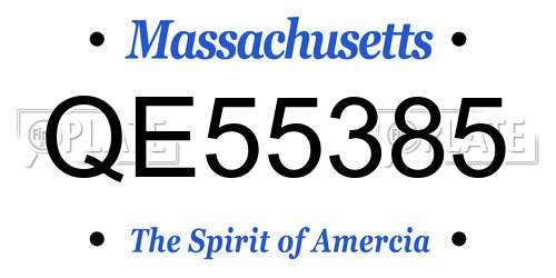 QE55385 Massachusetts License Plate