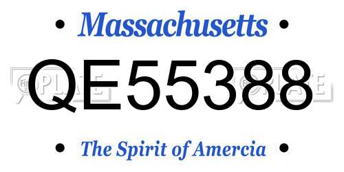 QE55388 Massachusetts License Plate
