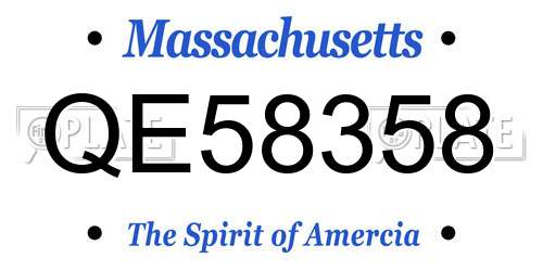 QE58358 Massachusetts License Plate