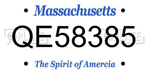 QE58385 Massachusetts License Plate