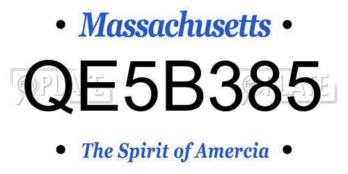 QE5B385 Massachusetts License Plate
