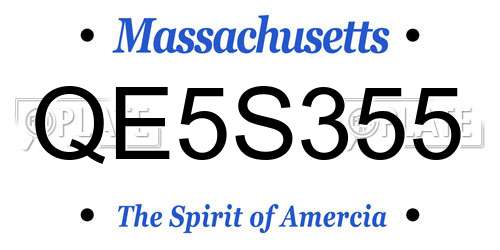 QE5S355 Massachusetts License Plate
