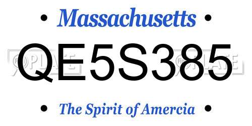 QE5S385 Massachusetts License Plate