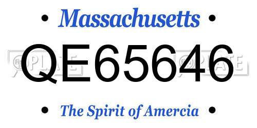 QE65646 Massachusetts License Plate